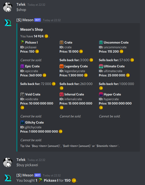 The $shop command